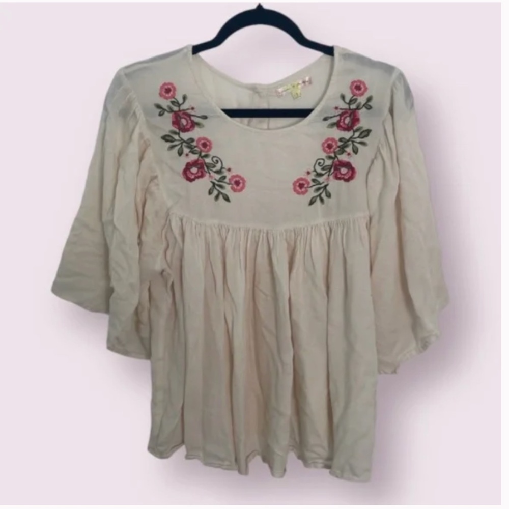 Boho Embroidered Floral Chic Girly Bohemian Artsy Art Hipster Hippie Hip Blouse
